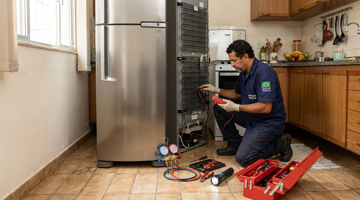 Técnico de conserto de eletrodomésticos em atendimento em Natal‑RN