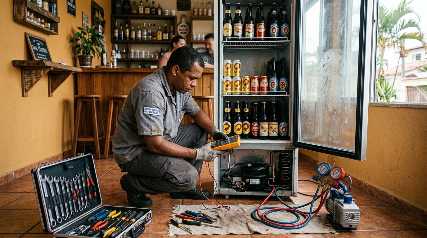 Substituição do termostato de uma cervejeira em Natal‑RN